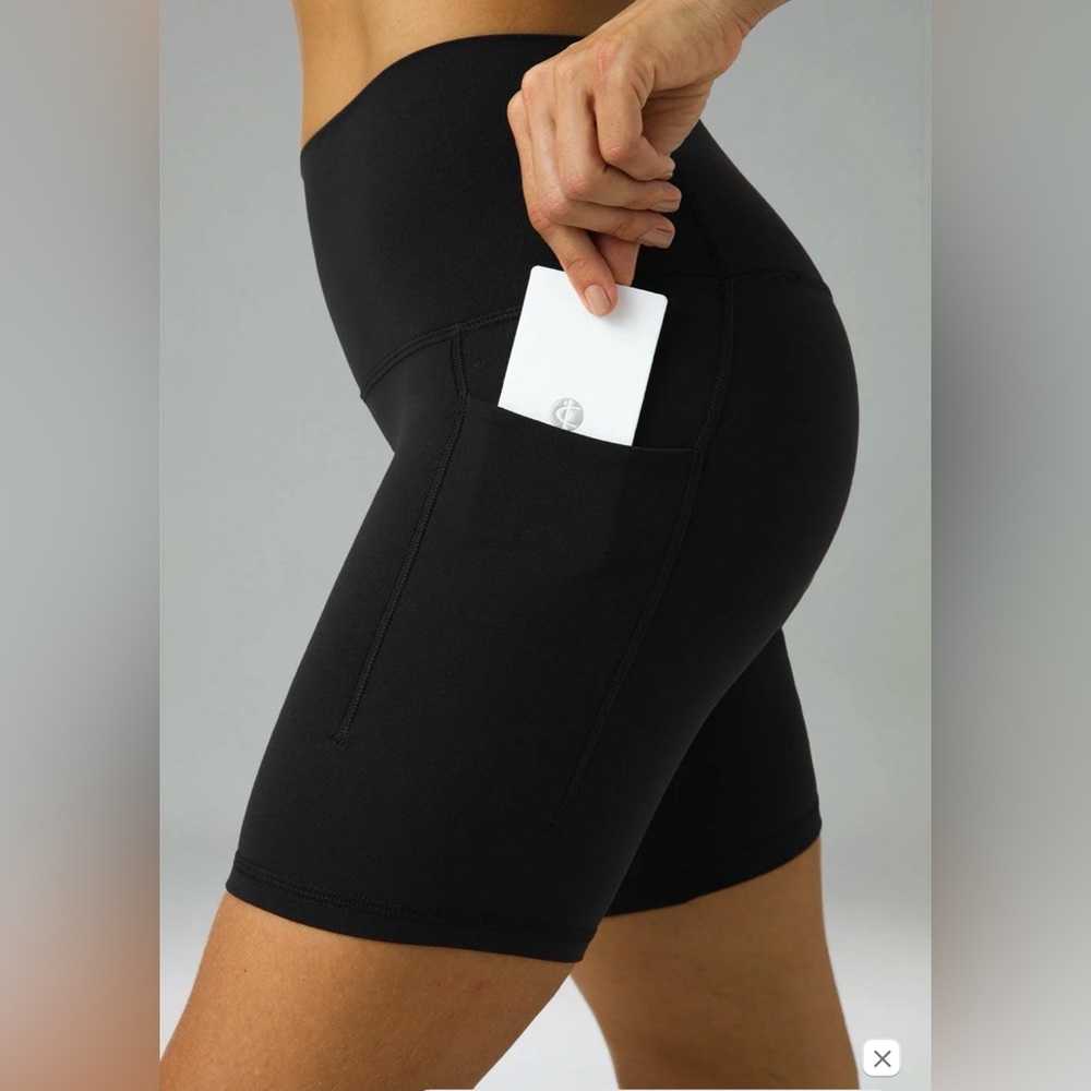 SHEIN Black Athleisure Women's Minimalist Active Biker Yoga Shorts Pockets - Picture 1 of 4